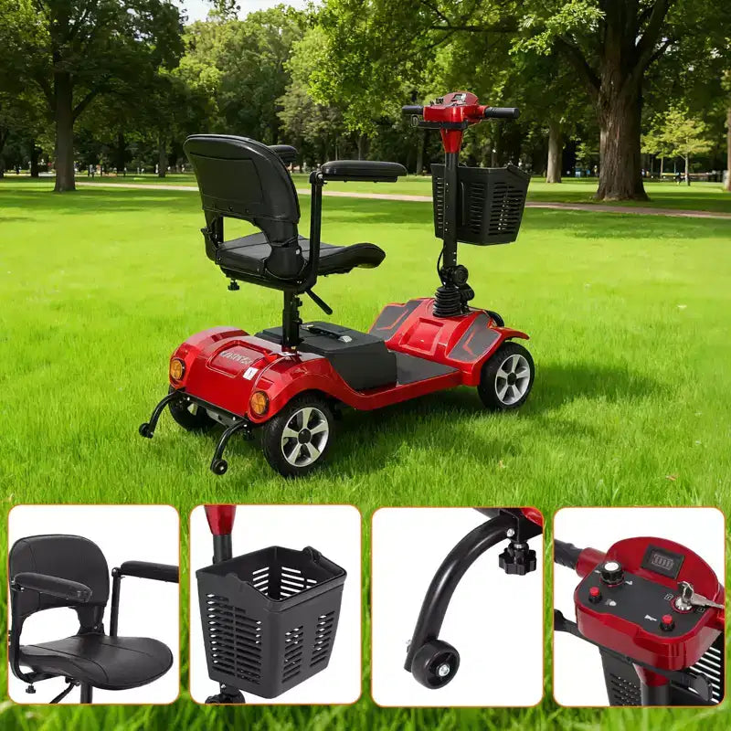Scooter de mobilité pliable à 4 roues pour adultes, capacité de 330 lb, pour une utilisation en extérieur