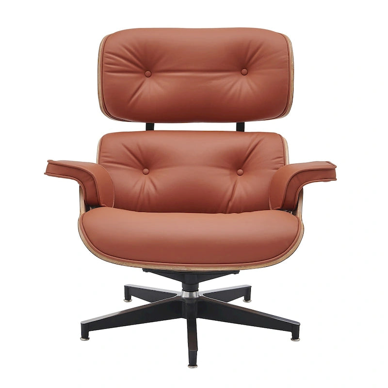 Fauteuil inclinable de salon moderne en cuir, style milieu du siècle
