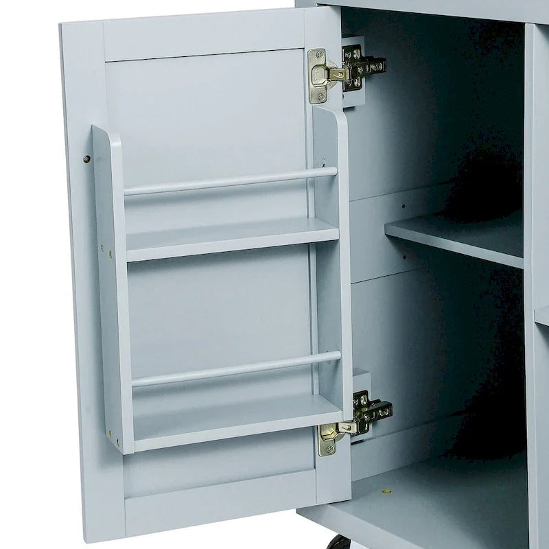 Kitchen Cart With Rubber Wood Drop-Leaf Countertop