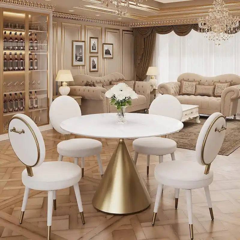 Set Morden Fort moderno e lussuoso composto da tavolo da pranzo rotondo e 4 sedie