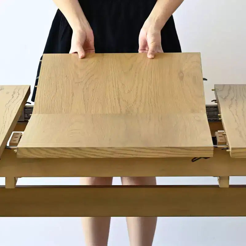 Ensemble de salle à manger 9 pièces pour 8 personnes, table extensible à piètement en tréteau avec chaises rembourrées à pieds en bois massif-Panipeachy