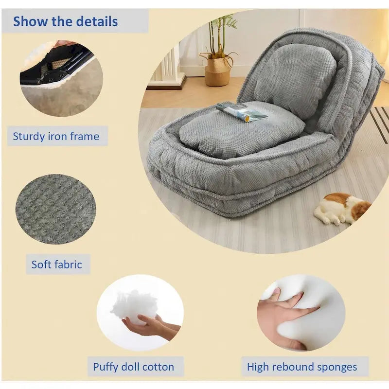 Canapé inclinable, 5 positions réglables, pour s’asseoir, dormir, plier, idéal pour la chambre ou le salon