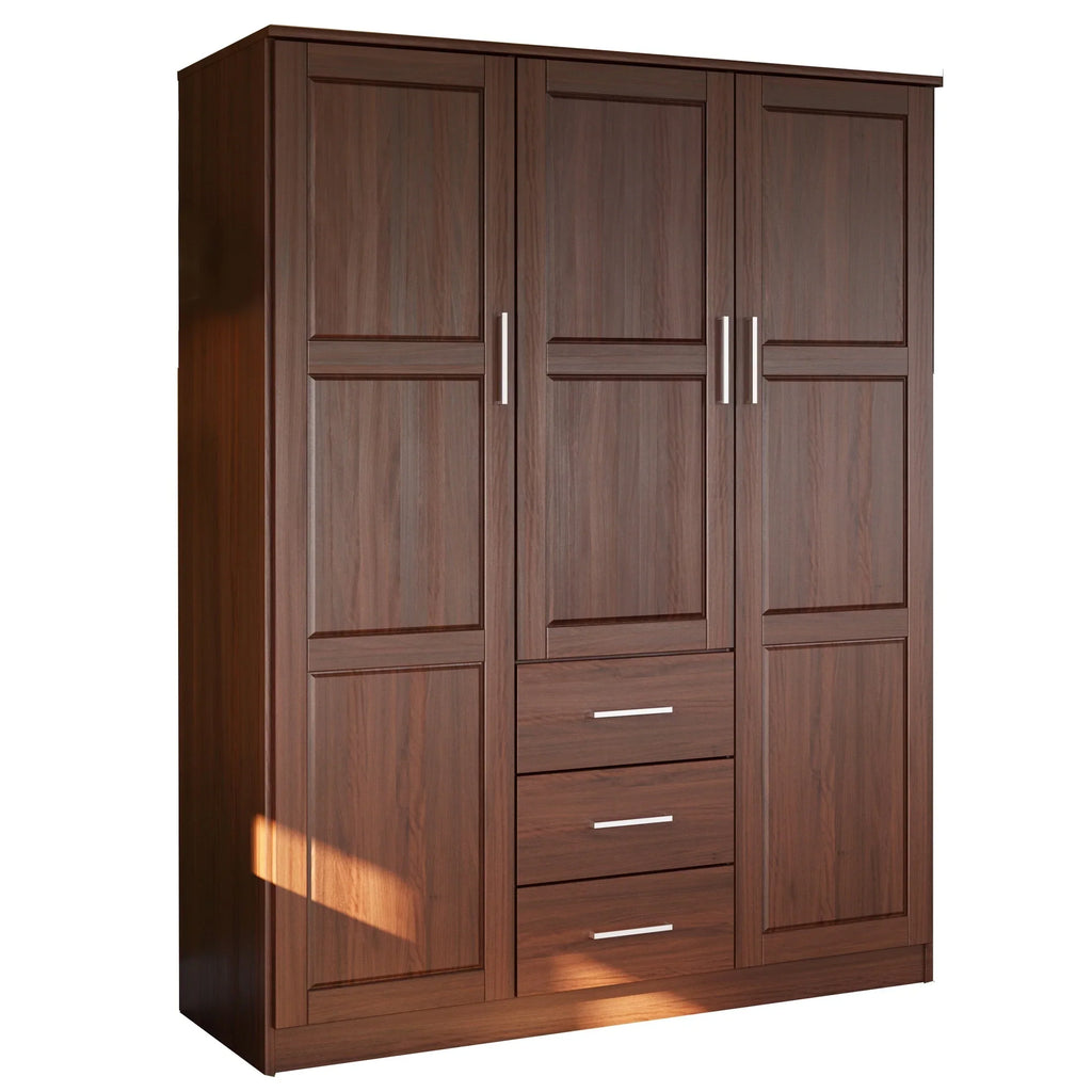Palace Imports Cosmo 3-türiger Kleiderschrank aus 100 % Massivholz mit Türen aus Massivholz oder Spiegelglas