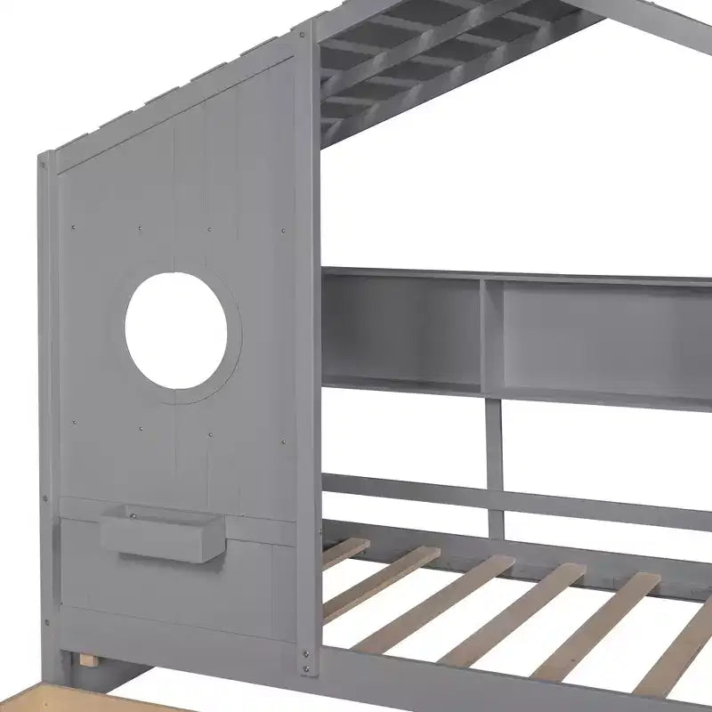 Holzhausbett in Twin-/Full-Größe mit 2 Schubladen, Kinderbett mit Ablagefach – ModernLuxe