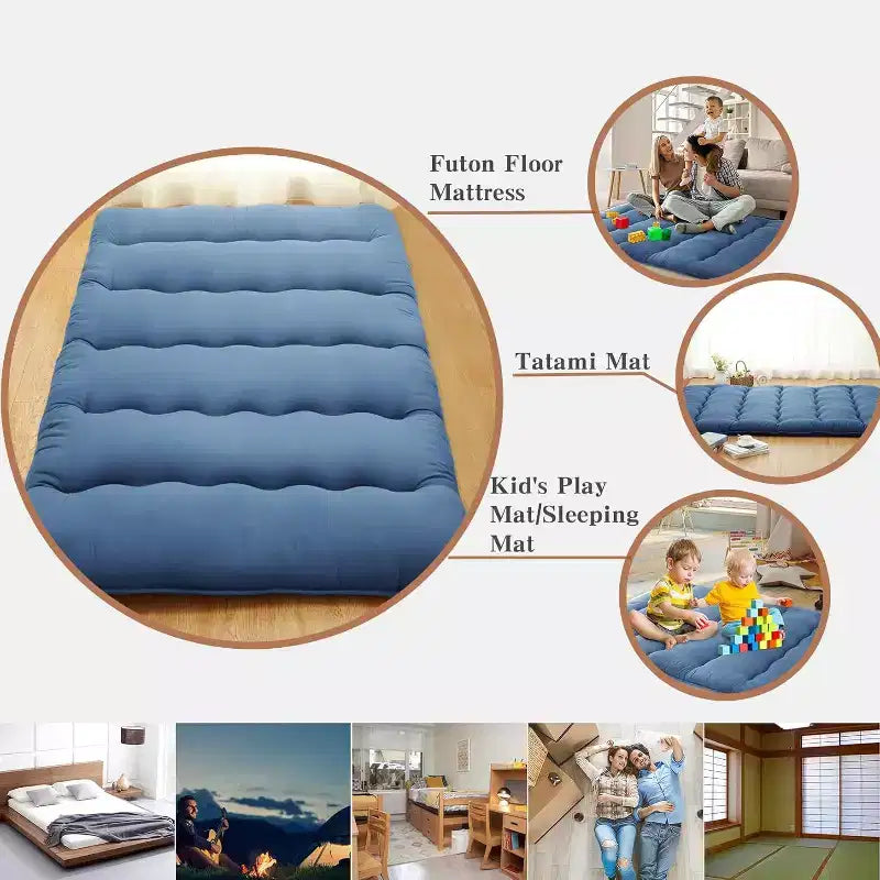 Colchón futón japonés, colchoneta plegable para dormir en el suelo, tatami para el hogar, colchón para camping