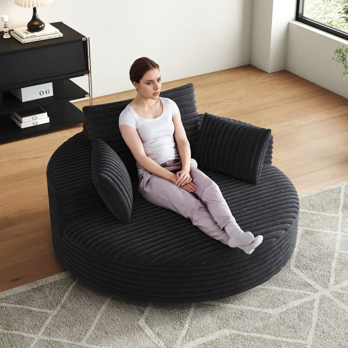 Einzelner Drehstuhl aus Cord-Chenille-Schaumstoff