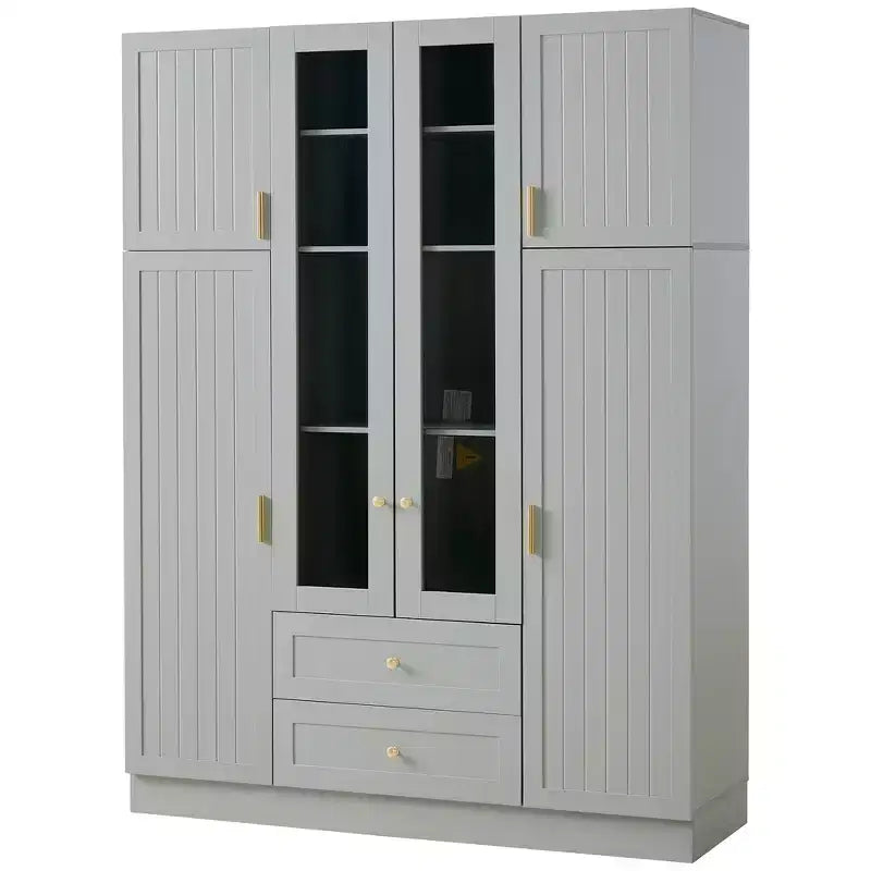 Dispensa da cucina indipendente Whisen alta 71'', grande mobile contenitore per sala da pranzo con credenza e buffet a 6 ante, ripiani regolabili