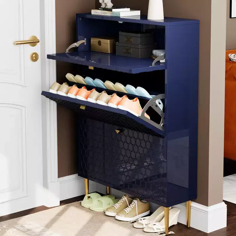 CLIHOME 24 Pair Entryway Shoe Storage Organizer Cabinet Flip Drawers Closet Shoe Rack Shelf Organizer
