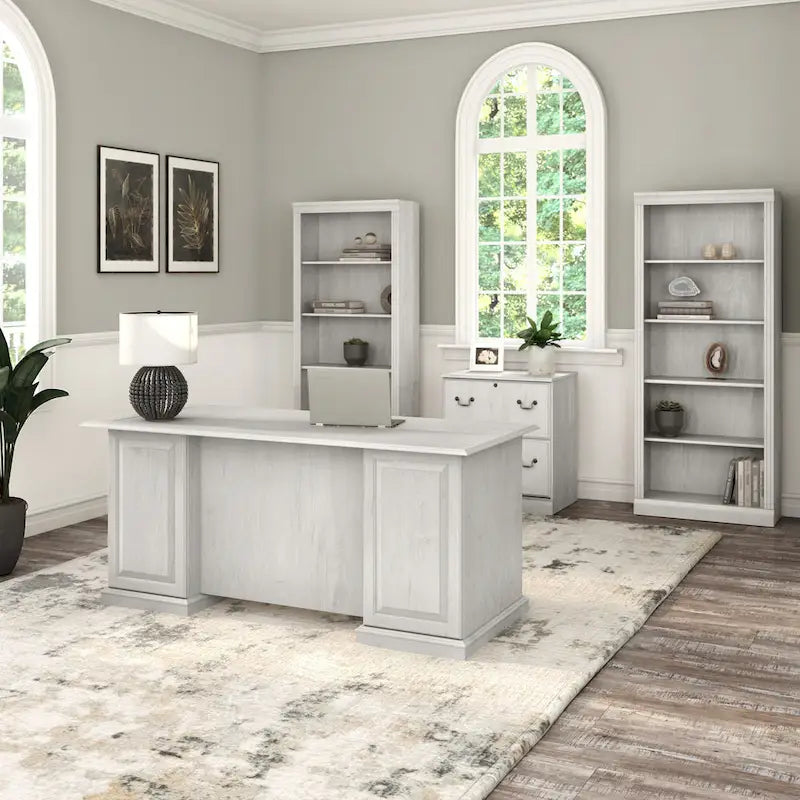 Bush Furniture Saratoga vezetői íróasztal fiókokkal és tárolóhellyel