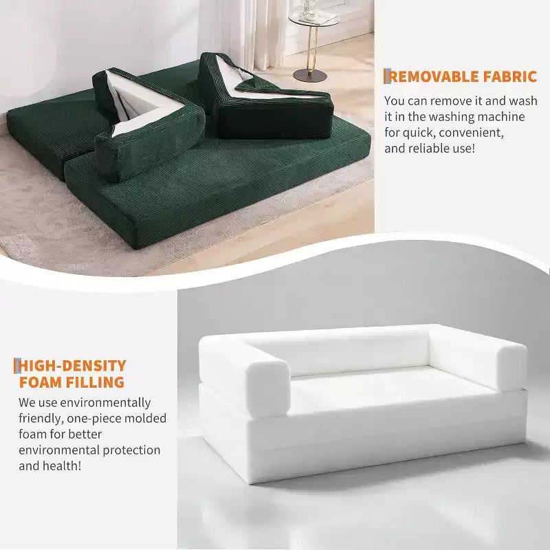 5-in-1-Schlafsofa, 78,8 Zoll, modulares Corduroy-Schlafsofa mit stabilem Rahmen, vielseitiger Futon für kleine Räume, Wohnzimmer und Gästezimmer