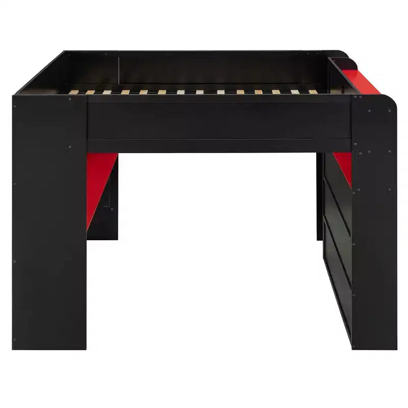 Letto a soppalco Luxystar matrimoniale con scrivania regolabile illuminata, guardaroba aperto e libreria