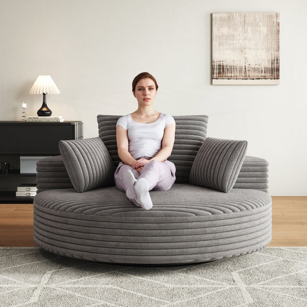 Einzelner Drehstuhl aus Cord-Chenille-Schaumstoff