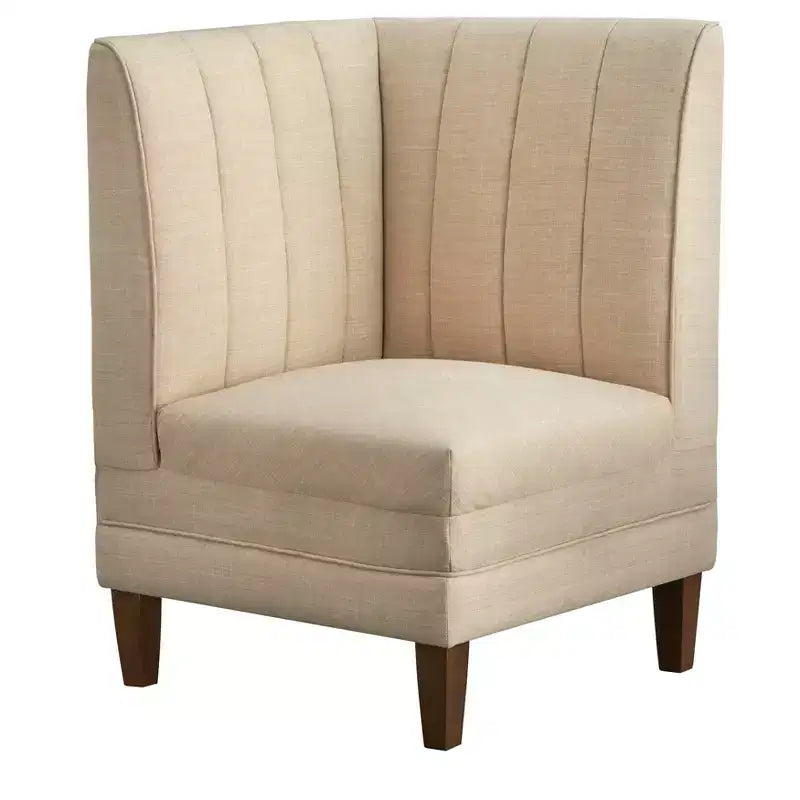 Lifestorey 4-teiliges Kerrington-Bankett-Esszimmer-Set mit Kanalsteppung, Walnuss/Creme: leinenähnlicher Stoff, Säulentisch