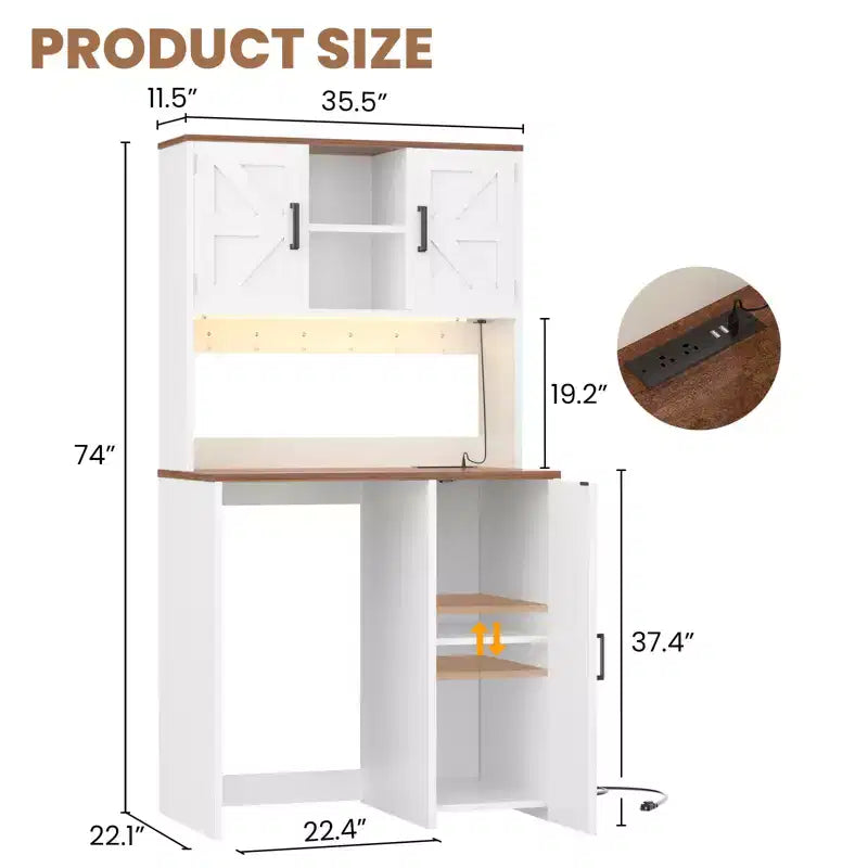 Mobile dispensa da cucina Besiost con spazio per mini frigorifero, mobile bar per caffè con ripiano contenitore
