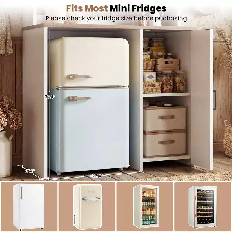 Mobile dispensa da cucina Besiost con spazio per mini frigorifero, mobile bar per caffè con ripiano contenitore
