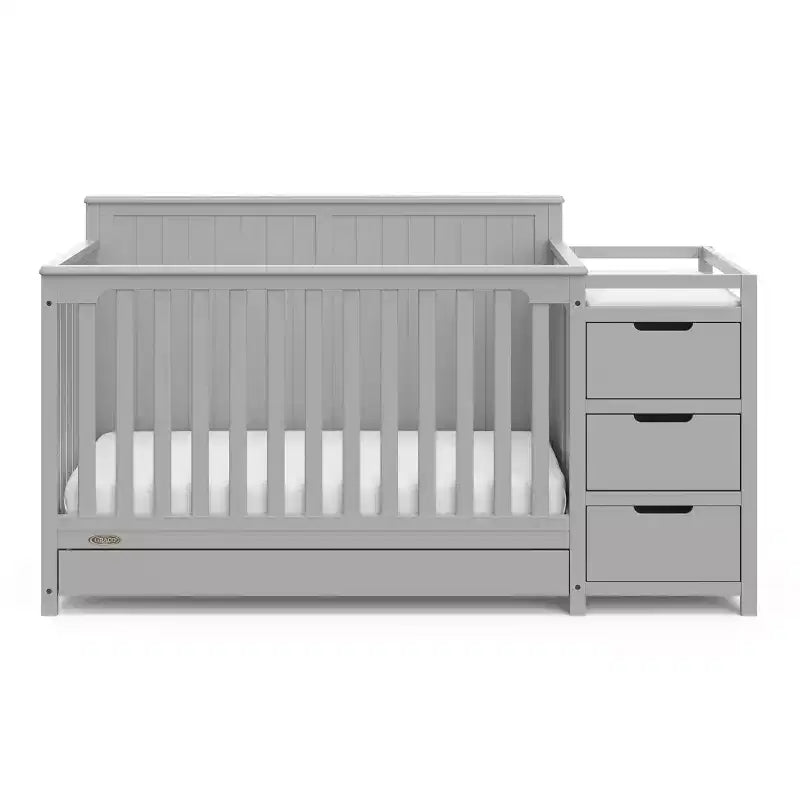 5-in-1 Convertible Crib and Changer with Drawer