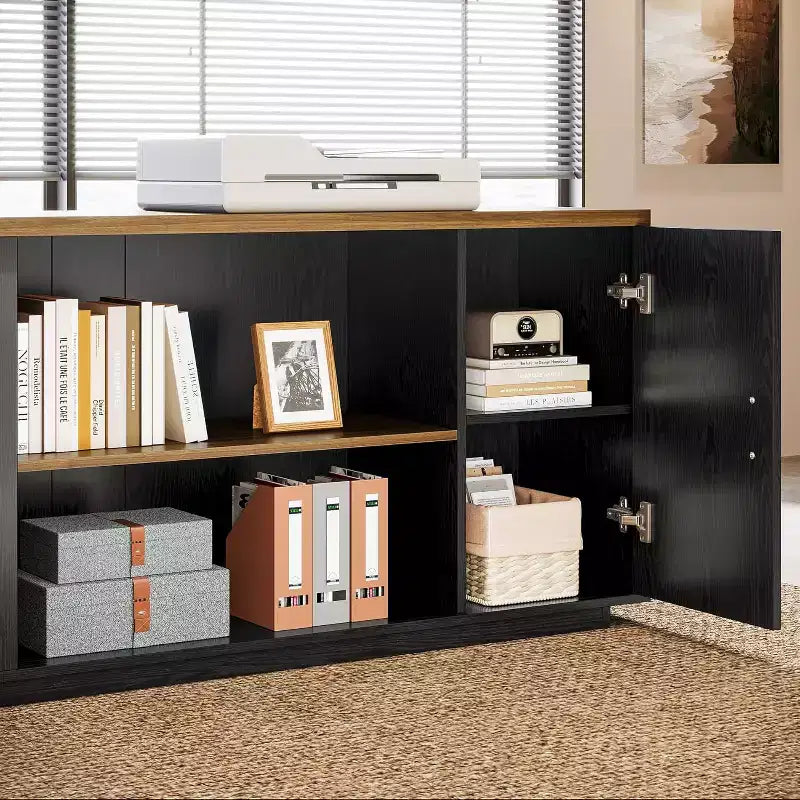 Lantine 85.8 L-Shaped Executive Desk, Extra Large Office Computer Desk with File Drawers for Home Office