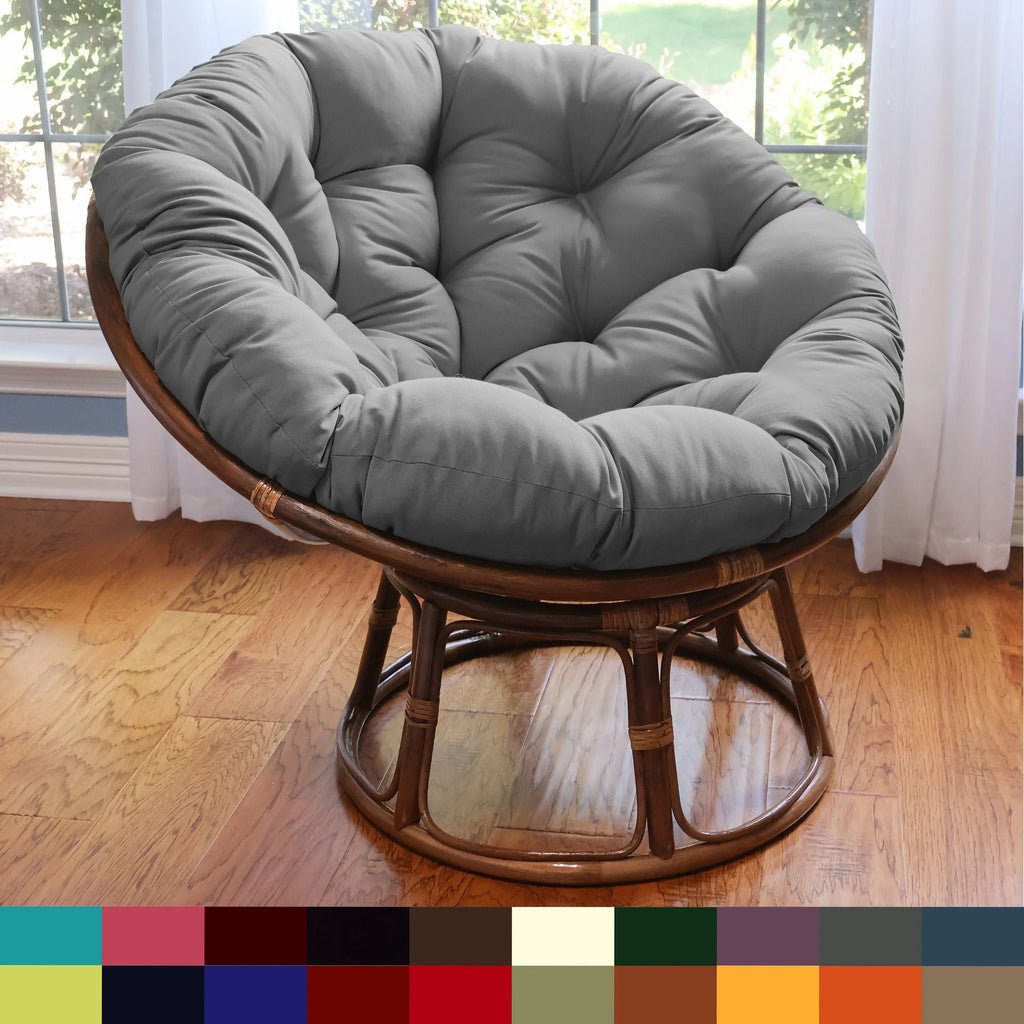 Fauteuil papasan Bali en rotin de 42 pouces avec coussin en sergé