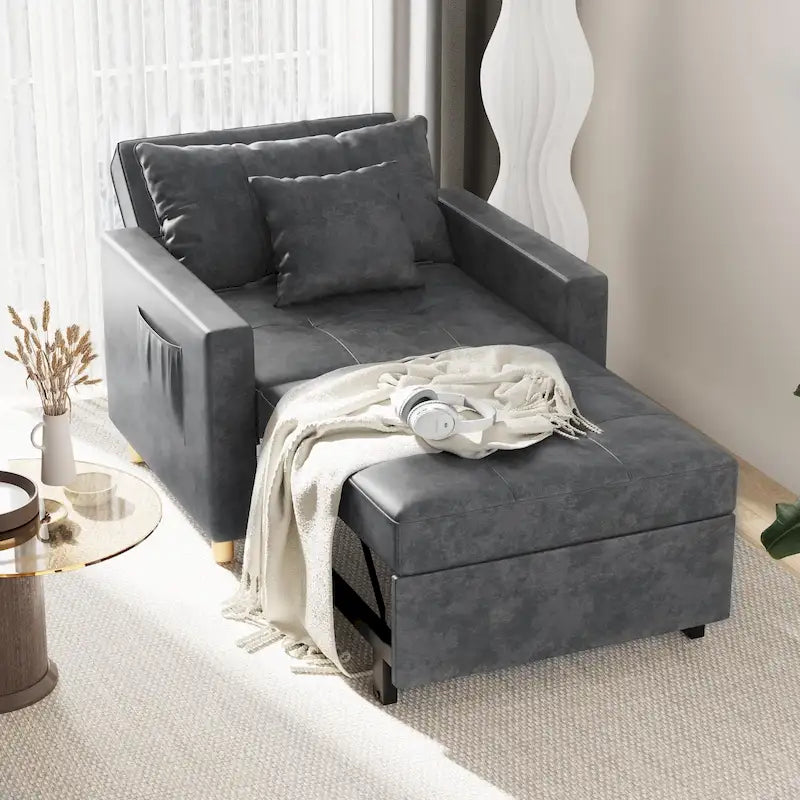 Adjustable Sleeper Chair Bed, 3-in-1 Convertible, Multiple Colors, Fits 1 Person