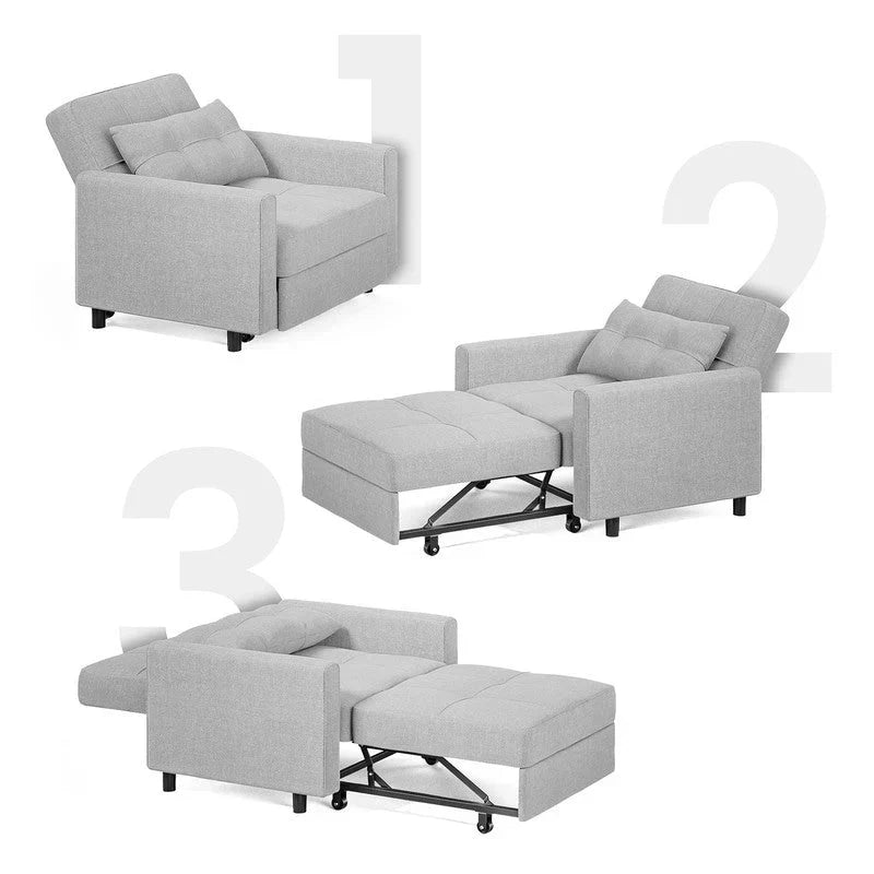 3-in-1-Schlafsofa mit verstellbarer Rückenlehne, ausziehbarer Sessel, umwandelbares Klappbett fürs Wohnzimmer