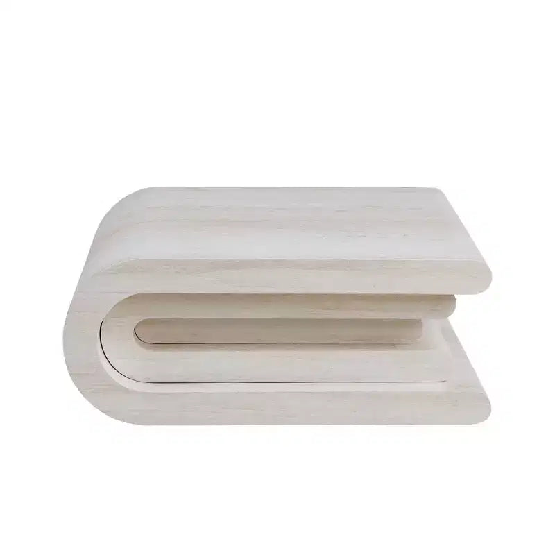 GDFStudio Laurine Modern Travertine Pattern Layered Coffee Table