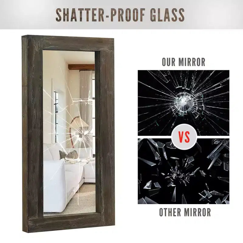 71x31 inch Solid Wood Right Angled Rectangular Used Brown Full-length Mirror (without Bracket)