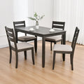 Juego de comedor de 5 piezas de madera maciza de 47 L (1 mesa + 4 sillas con respaldo de listones)