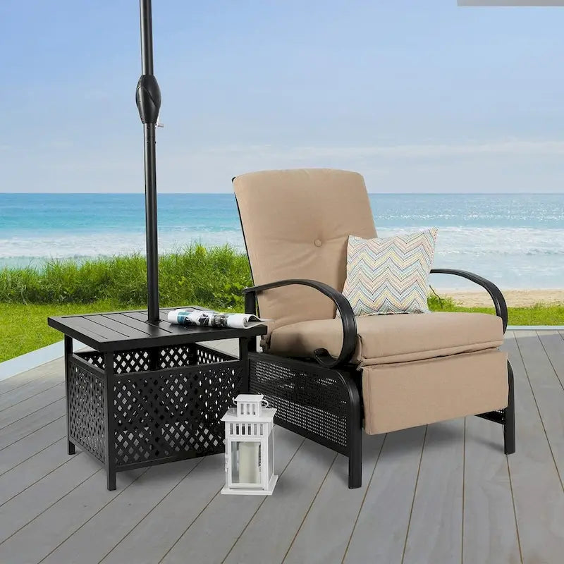 Verstellbarer Relaxsessel für Terrasse, Lounge-Sofa mit Kissen – 38 (T) × 26,5 (B) × 38,5 (H) Zoll