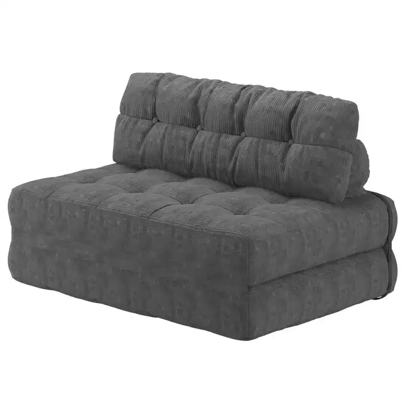 Full Corduroy Folding Sofa Bed Futon, Floor Convertible Sleeper Chair with Pillow & Back Support