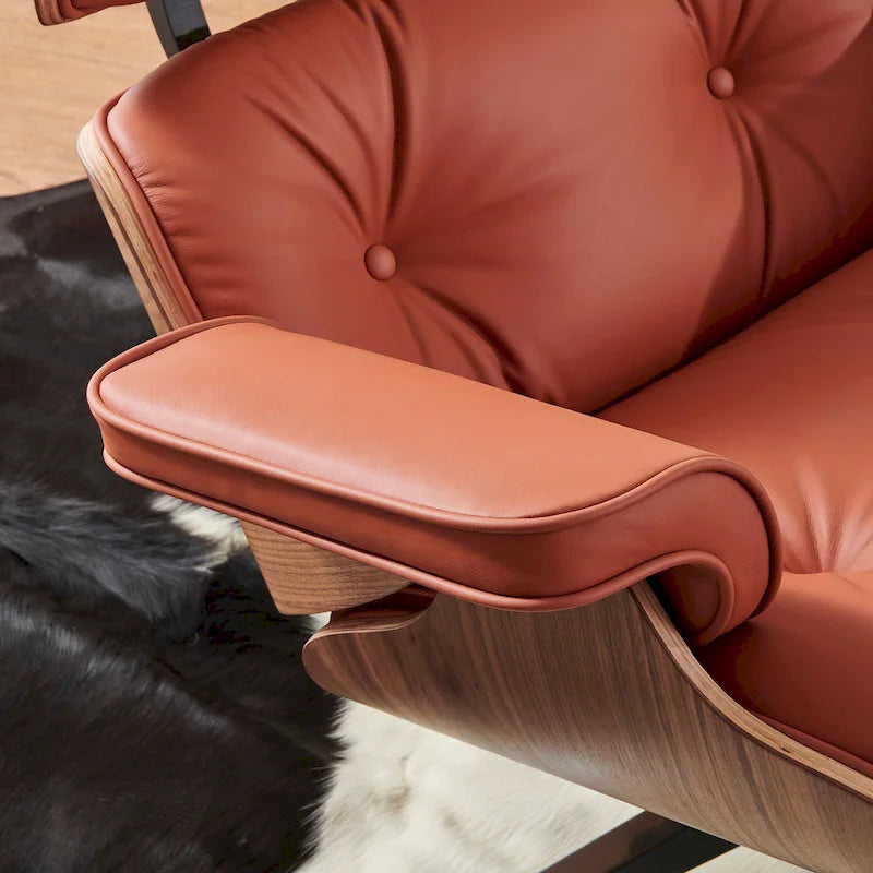 Fauteuil inclinable de salon moderne en cuir, style milieu du siècle