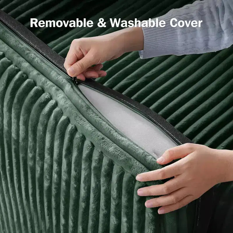 Dyonery 91-delige slaapbank met chaise longue en uitschuifbaar bed, verstelbare rugleuning/twee uitschuifbare bedden/USB-poorten/bekerhouders, zacht corduroy