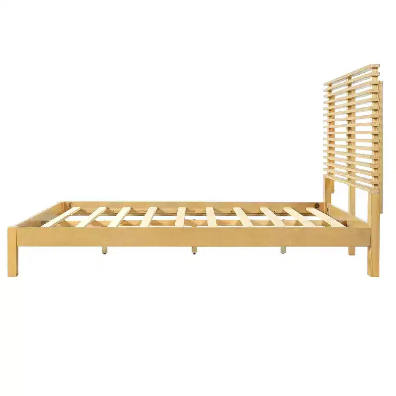 Christopher Knight Home Eunji Modern Pine Wood Bed Frame with Horizontal Slatted Headboard