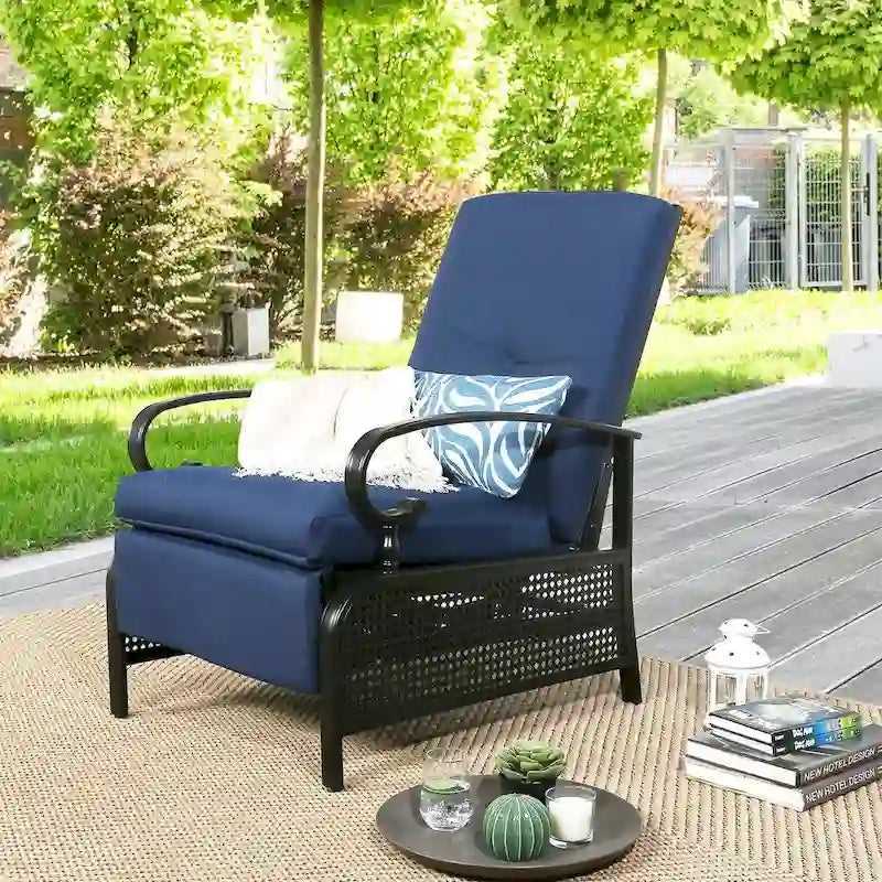 Verstellbarer Relaxsessel für Terrasse, Lounge-Sofa mit Kissen – 38 (T) × 26,5 (B) × 38,5 (H) Zoll