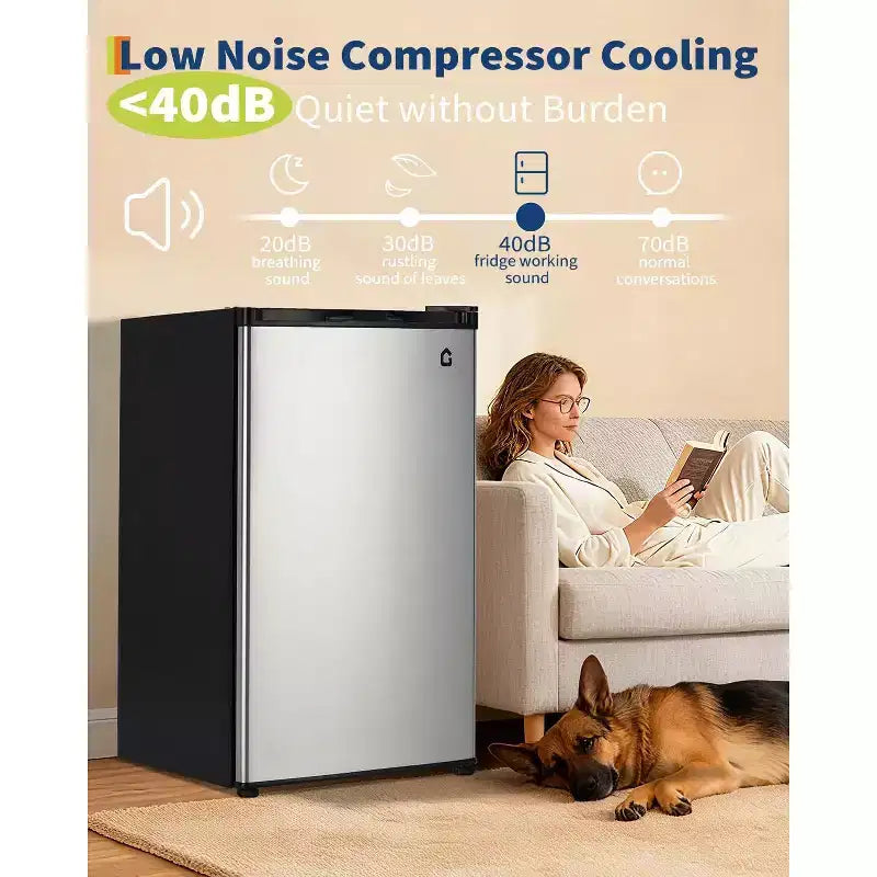 4.5 Cu.Ft Mini Fridge with Freezer,Compact Refrigerator w/Reversible Door, Adjustable Thermostat Energy-Efficient, Small Fridge