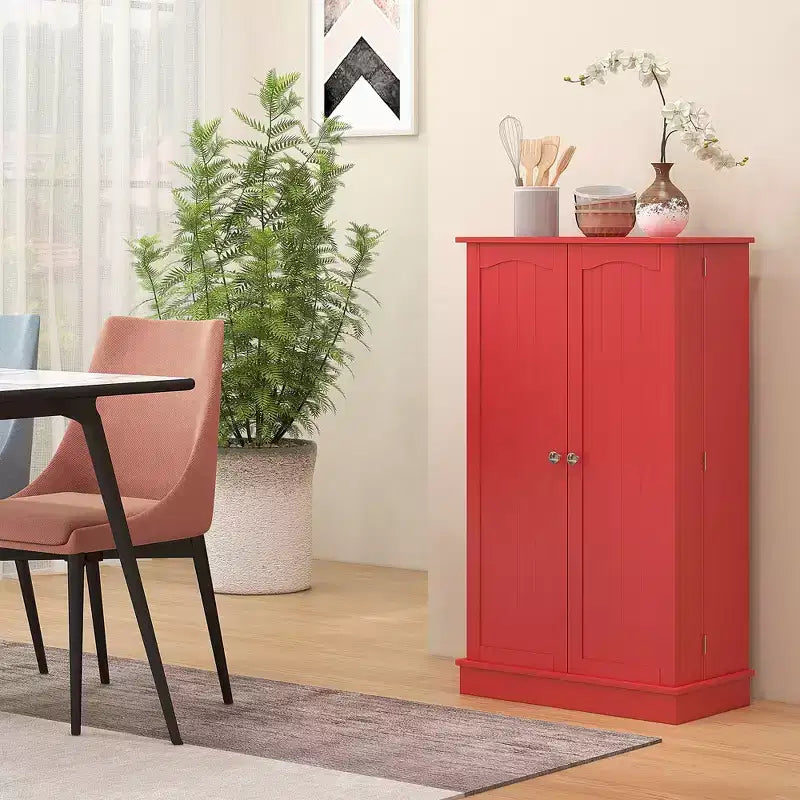 HOMCOM keukenkast van 41 inch, keukenkast met 2 deuren, opbergrekken met 5 niveaus, 12 kruidenrekken en verstelbare planken voor de eetkamer