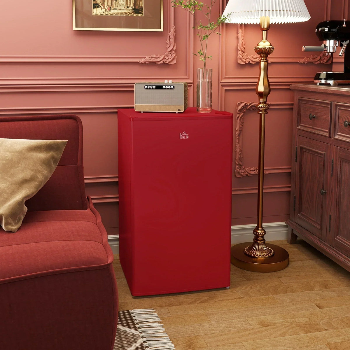 3.2 Cu.Ft Mini Fridge with Freezer, Single Door Compact Refrigerator with Adjustable Thermostat for Bedroom