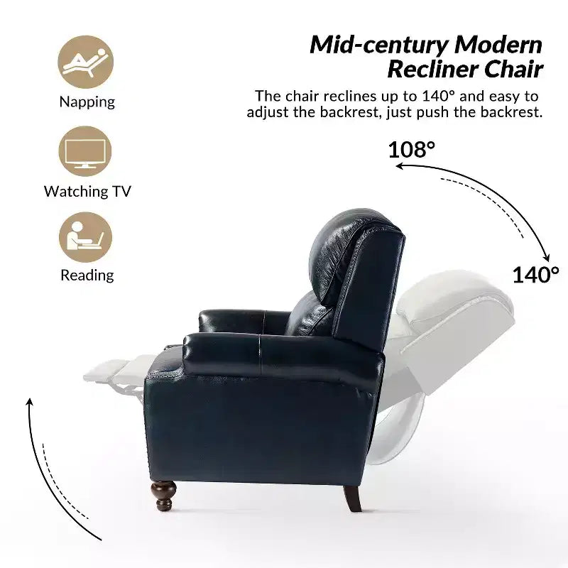 Set aus 2 modernen Elisabete-Sesseln mit hoher Rückenlehne aus echtem Leder und Vintage-Nagelkopfbesatz für Wohnzimmer und Schlafzimmer| ART OF LIVING DESIGNS