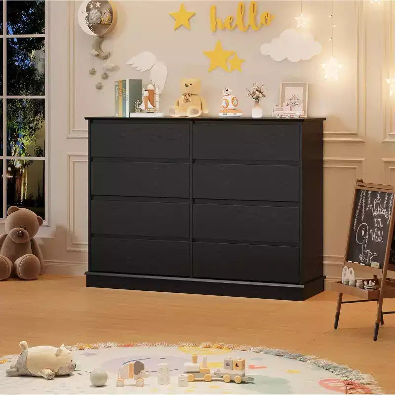 8-Schubladen-Aufbewahrungsschrank, Kommode mit tiefen Schubladen, großer breiter Oberteil-Schrank für Wohnzimmer, Flur, Kinderzimmer