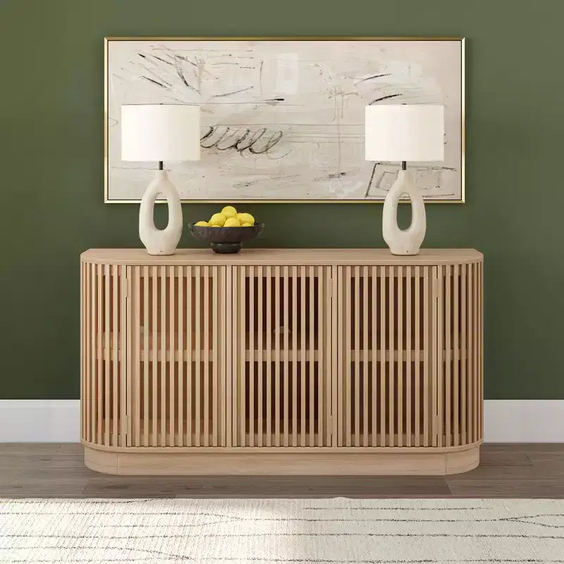 Buffet en bois massif Plank+Beam Contour avec 3 portes, meuble TV de 59 po pour salon