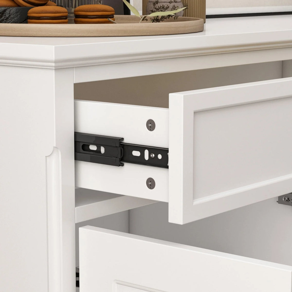 Credenza buffet bianca da 59.1'' in stile moderno di metà secolo, contemporanea e laccata