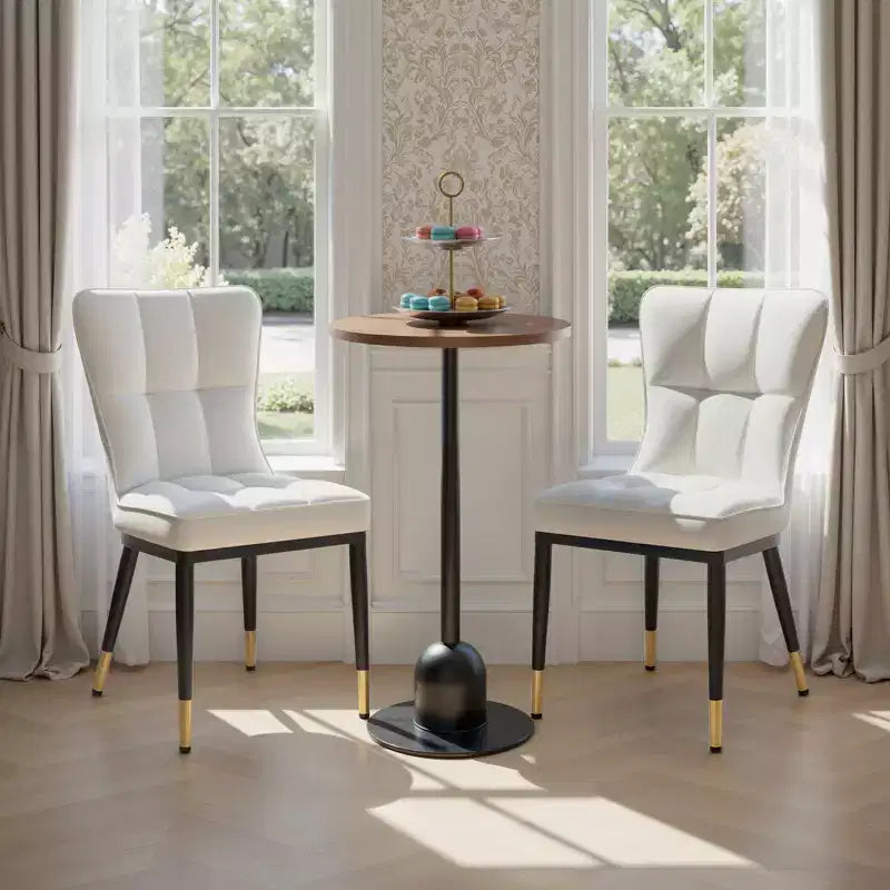 Bekrvio Dining Room Chairs Set of 6, Modern Upholstered Faux Leather Seat with High Back, Metal Legs, Armless Kitchen Chairs for Living Dinning Room