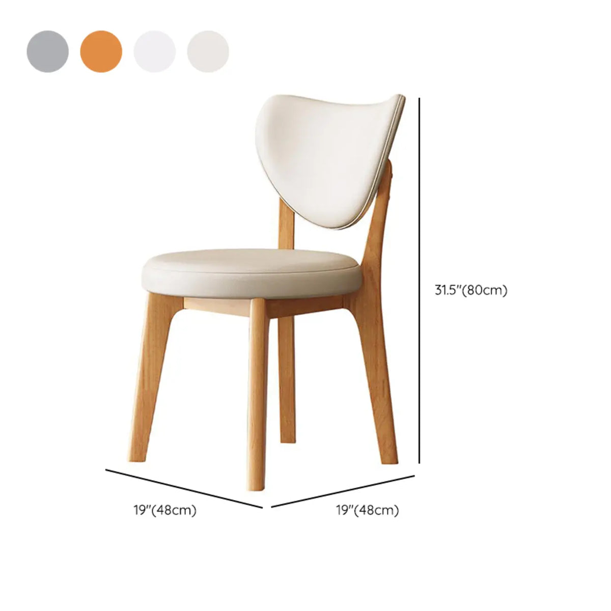 Chaise de salle à manger moderne sans accoudoirs, dossier enveloppant et revêtement en similicuir