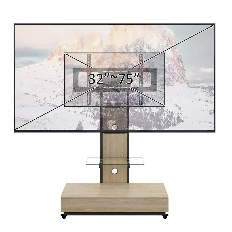 TV Stand for 32-75 TVs, Adjustable Height Mobile TV Cart with Drawer and Wheels for Living Room, Bedroom, Offices -ModernLuxe