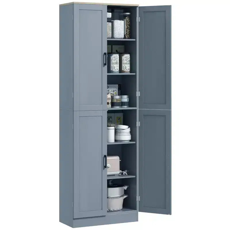 HOMCOM 67 Freestanding Kitchen Pantry, 4-Door Storage Cabinet Organizer with Adjustable Shelves and Doors