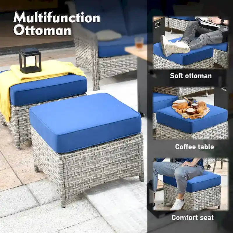 XIZZI 9-piece Outdoor Patio Furniture Conversation Set with Swivel Chair