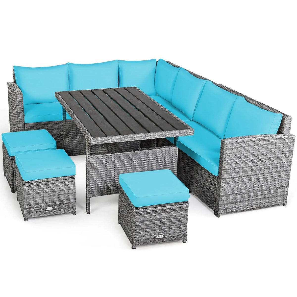 Costway 7-delige eethoek voor de patio van rotan, modulaire bank, fauteuil en voetenbank - Bekijk de details