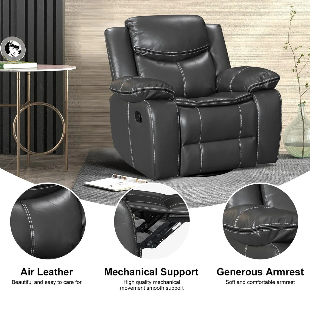 Fauteuil inclinable de massage et chauffant en cuir durable à assise large
