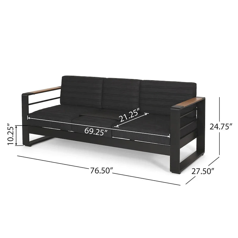 Giovanna Outdoor-Aluminium-Sitzgruppe für 7 Personen mit Feuerstelle von Christopher Knight Home