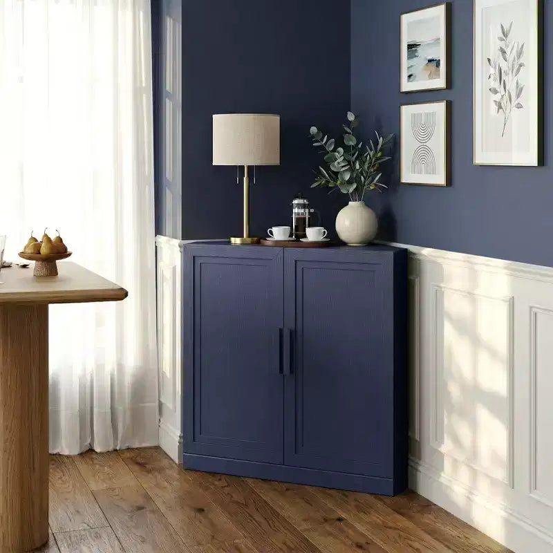 Dovelina Corner Cabinet with Adjustable Shelves Sideboard Buffet Wine Cabinet Kitchen and Dining Cabinet with Wood Doors - 31H x 31W, 36H x 31W