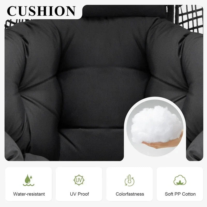 FINCATI Indoor Eggs Chair, 440 lbs Egg Chair Outdoor, Oversized Egg Chair with Ottoman, Luxury Cozy Egg Chair with Foot Rest
